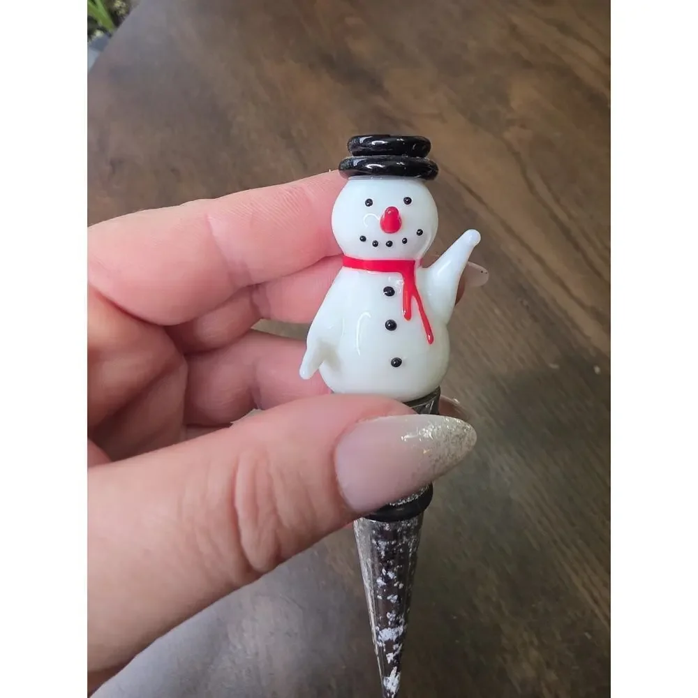 Glass Snowman Reusable Cork‎ Bottle Top Stopper Winter Holiday Themed